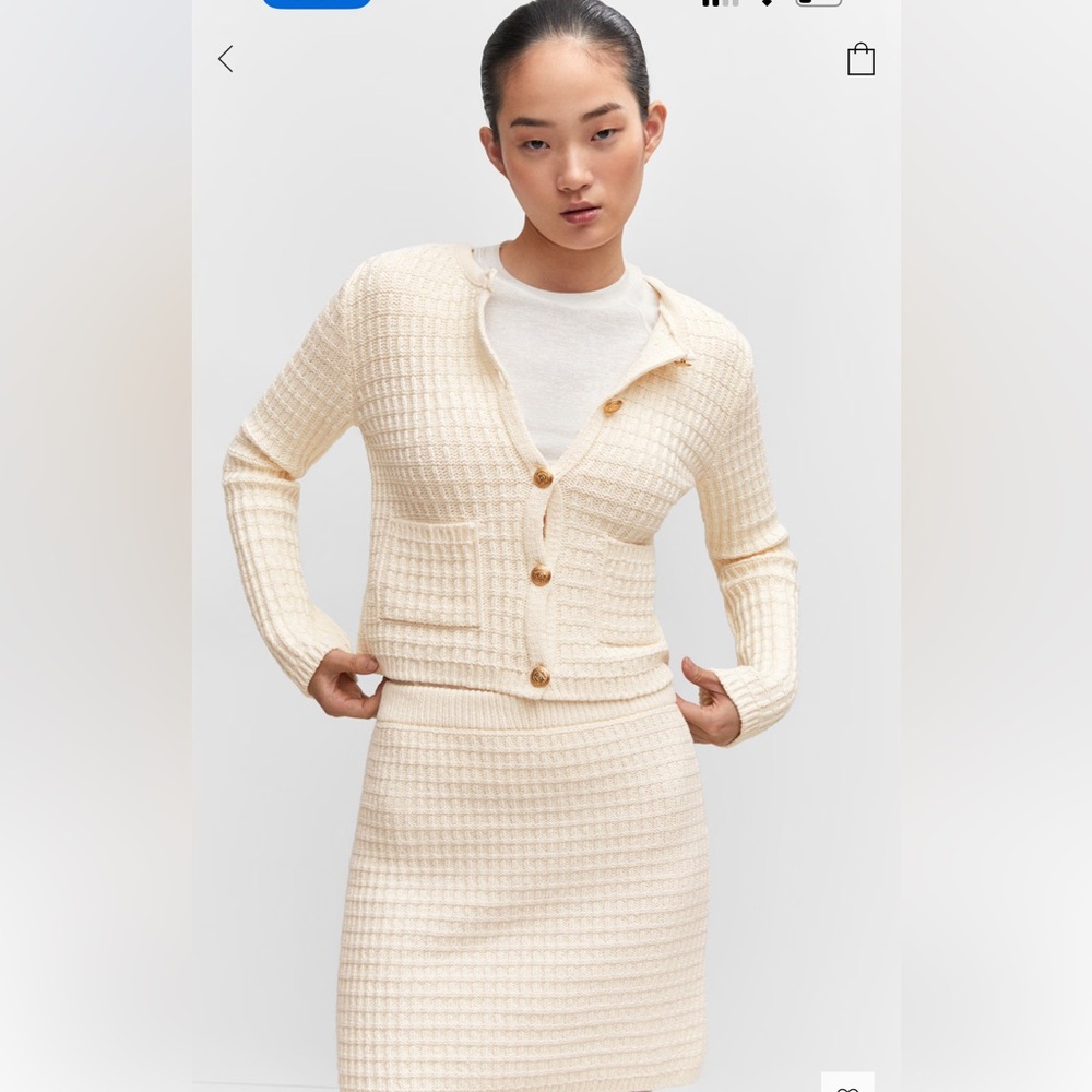 Mango Cream Textured Women's Cardigan / Lady Jacket